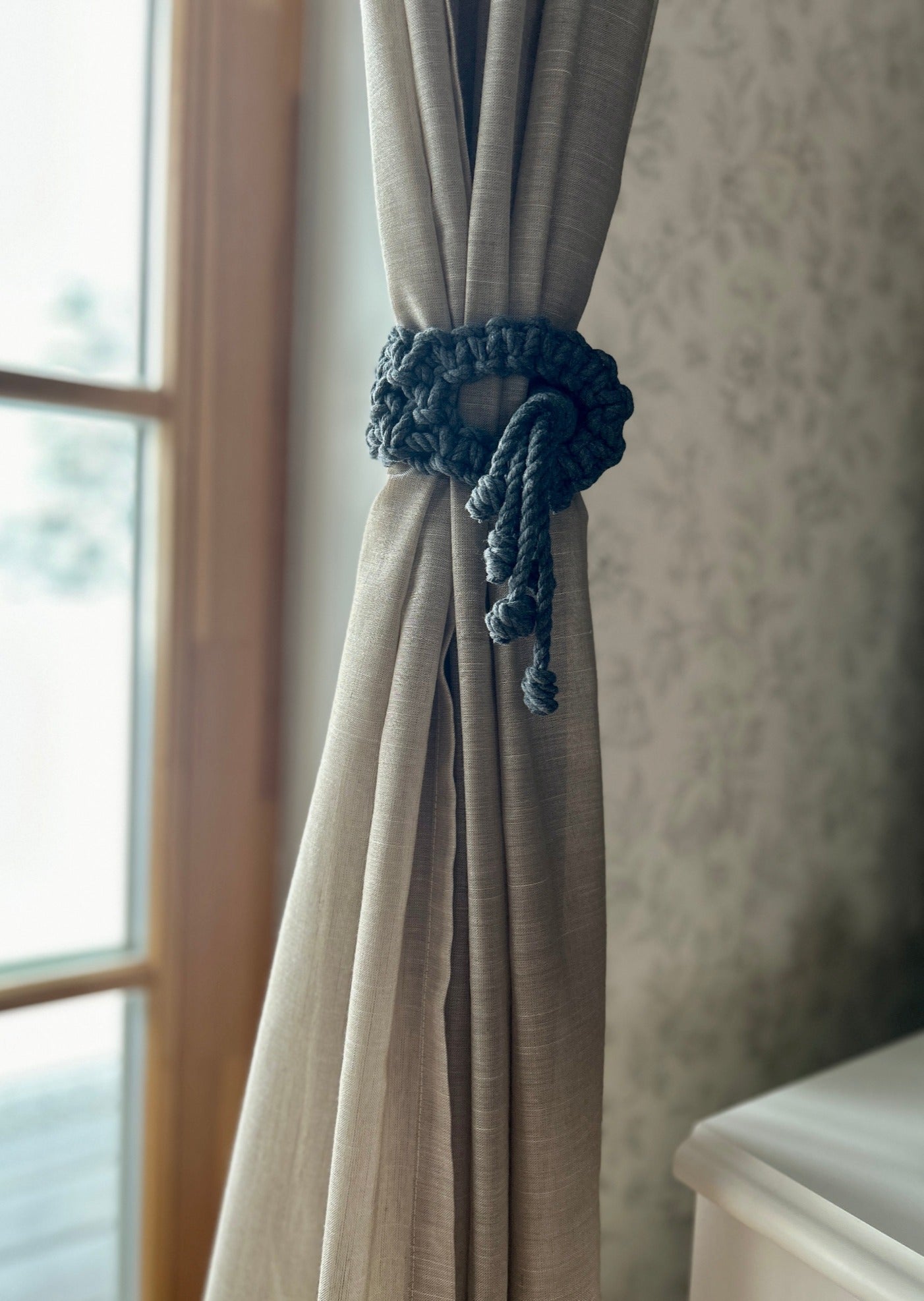 Macrame curtain holder 2 pcs (color: dark grey)