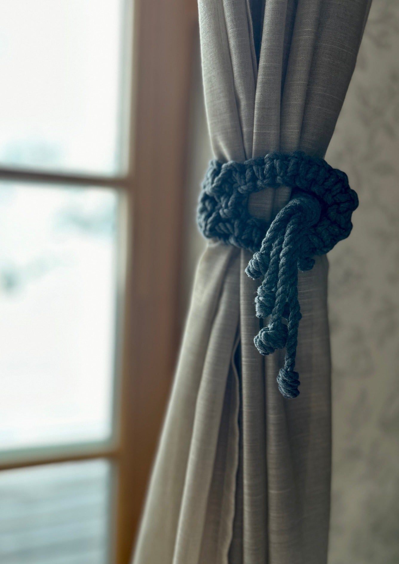 Macrame curtain holder 2 pcs (color: dark grey)